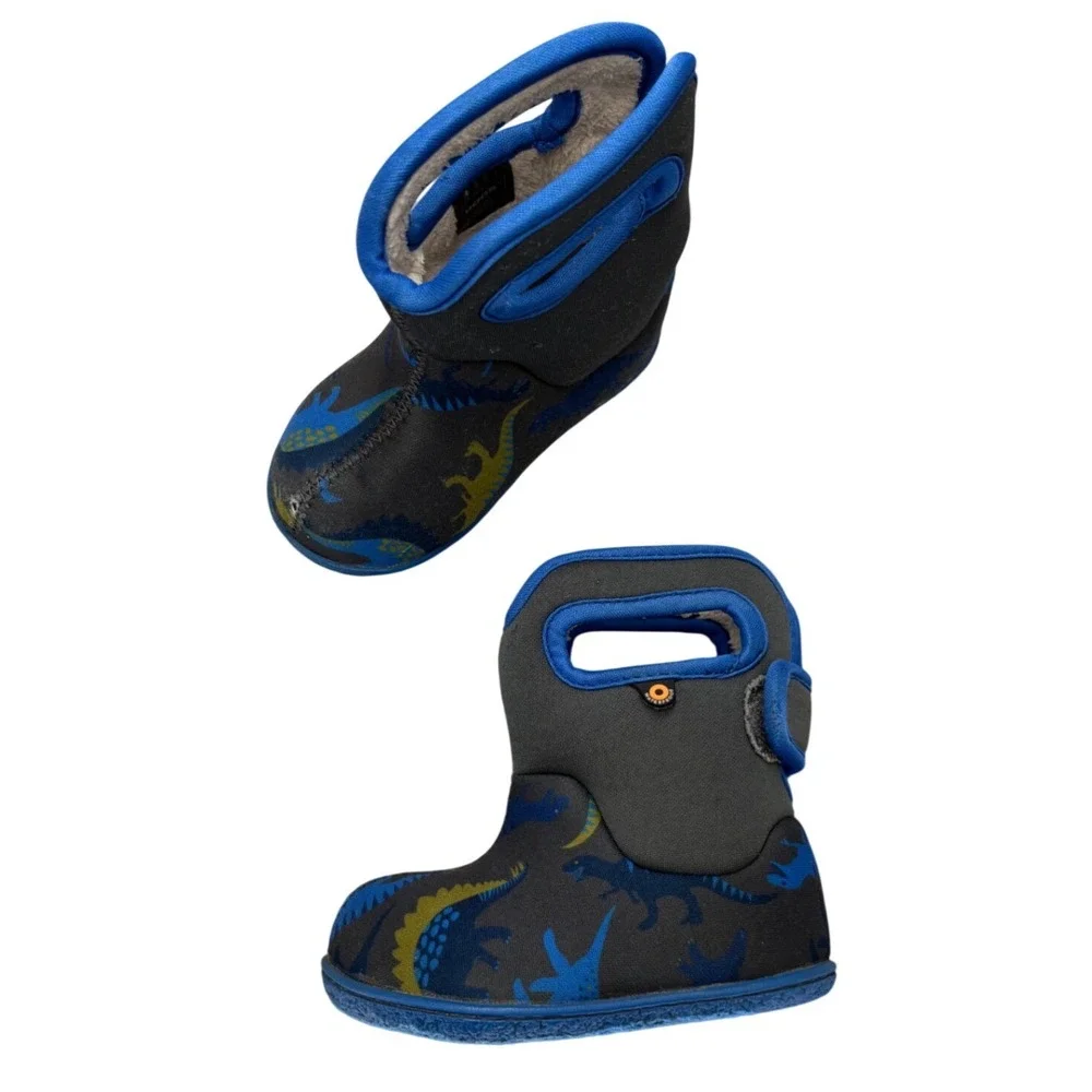 Bogs Baby Dinosaur Waterproof Insulated Snow Boots Blue Black Toddler Size 5